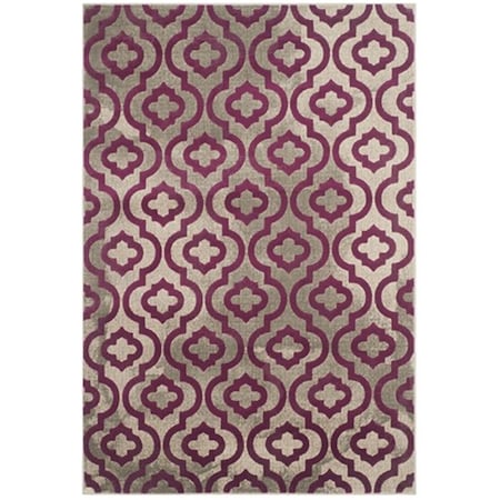 Safavieh Porcello Power Loomed Rectangle Rug- Light Grey - Purple- 5 Ft. 2 In. X 7 Ft. 6 In. PRL7734B-5